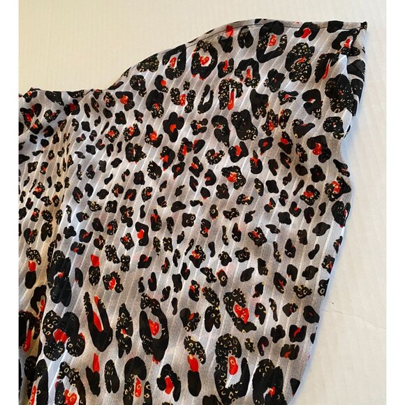 Womens Custom Made Red/Black Geometric Print Blouse with Petal Sleeves Size 22 - Picture 7 of 8